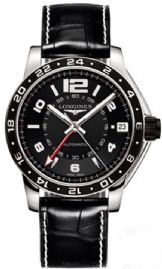 שעון לגבר יוקרתי לונג'ין LONGINES L3.668.4.56.2 כסוף לוח שחור רצועה שחורה