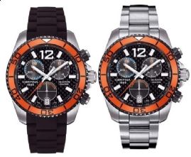 שעון לגבר סרטינה CERTINA C013.417.27.207.00 כסוף כתום לוח שחור רצועה שחורה