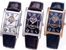 שעון לגבר יוקרתי פרדריק קונסטנט FREDERIQUE CONSTANT FC-315MS4C26 כסוף מלבני לוח לבן רצועה שחורה