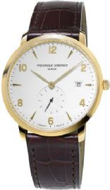שעון לגבר יוקרתי פרדריק קונסטנט FREDERIQUE CONSTANT FC-245VA5S5 מוזהב לוח לבן רצועה שחורה