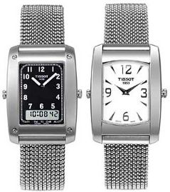 שעון לאישה טיסו TISSOT T08138853 כסוף דו צדדי לוח שחור לבן אנלוגי דיגיטלי