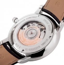 שעון לגבר יוקרתי פרדריק קונסטנט FREDERIQUE CONSTANT FC-306S4S6 כסוף לוח לבן רצועה שחורה