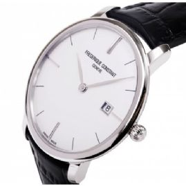 שעון לגבר יוקרתי פרדריק קונסטנט FREDERIQUE CONSTANT FC-306S4S6 כסוף לוח לבן רצועה שחורה
