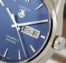 שעון לגבר יוקרתי טאג הייר TAG HEUER CARRERA WAR201E.FC6292 כסוף לוח כחול רצועה כחולה