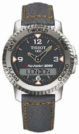 שעון לגבר טיסו TISSOT NAVIGATOR T96147832 לוח שחור אנלוגי דיגיטלי רצועה אפורה