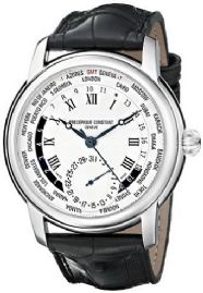 שעון לגבר יוקרתי פרדריק קונסטנט FREDERIQUE CONSTANT FC-718MC4H6 כסוף לוח לבן רצועה שחורה