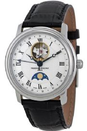 שעון לגבר יוקרתי פרדריק קונסטנט FREDERIQUE CONSTANT FC-335MC4P6 כסוף לוח לבן רצועה שחורה
