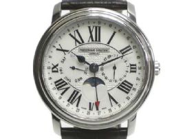 שעון לגבר יוקרתי פרדריק קונסטנט FREDERIQUE CONSTANT FC-270M4P6 כסוף לוח לבן רצועה שחורה