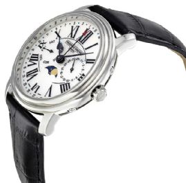 שעון לגבר יוקרתי פרדריק קונסטנט FREDERIQUE CONSTANT FC-270M4P6 כסוף לוח לבן רצועה שחורה
