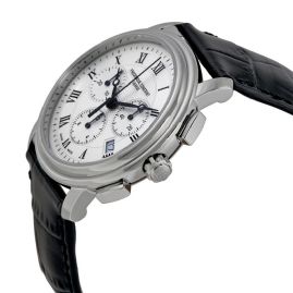 שעון לגבר יוקרתי פרדריק קונסטנט FREDERIQUE CONSTANT FC-292MC4P6 כסוף לוח לבן רצועה שחורה
