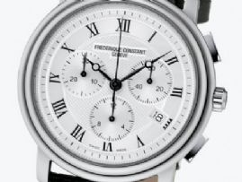 שעון לגבר יוקרתי פרדריק קונסטנט FREDERIQUE CONSTANT FC-292MC4P6 כסוף לוח לבן רצועה שחורה