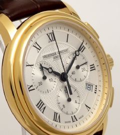 שעון לגבר יוקרתי פרדריק קונסטנט FREDERIQUE CONSTANT FC-292MC4P5 מוזהב לוח לבן רצועה חומה