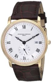שעון לגבר יוקרתי פרדריק קונסטנט FREDERIQUE CONSTANT FC-245M5S5 מוזהב לוח לבן רצועה חומה