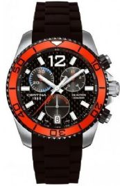 שעון לגבר סרטינה CERTINA C013.417.27.207.00 כסוף כתום לוח שחור רצועה שחורה