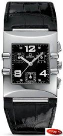 שעון יד שניה לאישה יוקרתי OMEGA 1841.55.11 כסוף לוח שחור רצועה שחורה