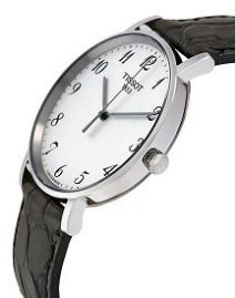 שען לגבר טיסו TISSOT T1094101603200 כסוף לוח לבן רצועה שחורה