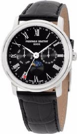 שעון לגבר יוקרתי פרדריק קונסטנט FREDERIQUE CONSTANT FC-270BR4P6 כסוף לוח שחור רצועה שחורה