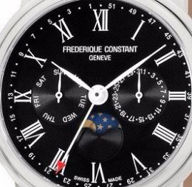 שעון לגבר יוקרתי פרדריק קונסטנט FREDERIQUE CONSTANT FC-270BR4P6 כסוף לוח שחור רצועה שחורה