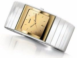 שעון לגבר לאישה יוקרתי ראדו RADO R21984252 קרמי לבן מלבני לוח מוזהב
