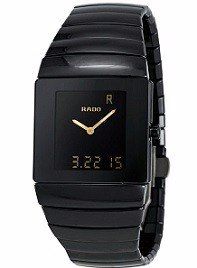 שעון לגבר יוקרתי ראדו RADO 193.0355.3.16 קרמי שחור מרובע אנלוגי דיגיטלי לוח שחור