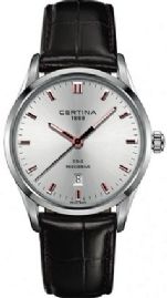 שען לגבר סרטינה CERTINA C024.410.16.031.21 כסוף לוח לבן רצועה שחורה