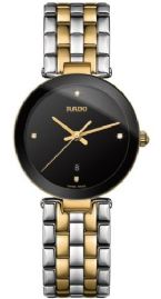 שעון לגבר לאישה יוקרתי ראדו RADO R48871713 כסוף מוזהב לוח שחור משובץ יהלומים