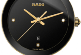 שעון לגבר לאישה יוקרתי ראדו RADO R48871713 כסוף מוזהב לוח שחור משובץ יהלומים