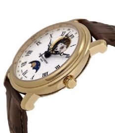 שעון לגבר יוקרתי פרדריק קונסטנט FREDERIQUE CONSTANT FC-335MC4P5 מוזהב לוח לבן רצועה חומה