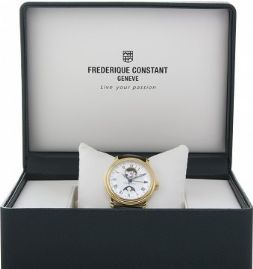 שעון לגבר יוקרתי פרדריק קונסטנט FREDERIQUE CONSTANT FC-335MC4P5 מוזהב לוח לבן רצועה חומה