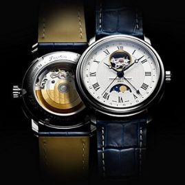 שעון לגבר יוקרתי פרדריק קונסטנט FREDERIQUE CONSTANT FC-335MC4P6 כסוף לוח לבן רצועה שחורה