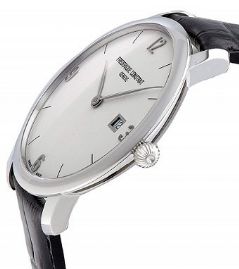 שעון לגבר יוקרתי פרדריק קונסטנט FREDERIQUE CONSTANT FC-306S4S6 כסוף לוח לבן רצועה שחורה