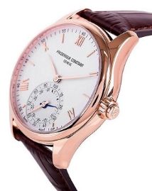 שעון לגבר יוקרתי פרדריק קונסטנט FREDERIQUE CONSTANT FC-285V5B4 מוזהב לוח לבן רצועה חומה