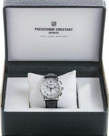 שעון לגבר יוקרתי פרדריק קונסטנט FREDERIQUE CONSTANT FC-292MC4P6 כסוף לוח לבן רצועה שחורה