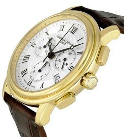שעון לגבר יוקרתי פרדריק קונסטנט FREDERIQUE CONSTANT FC-292MC4P5 מוזהב לוח לבן רצועה חומה
