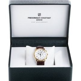 שעון לגבר יוקרתי פרדריק קונסטנט FREDERIQUE CONSTANT FC-292MC4P5 מוזהב לוח לבן רצועה חומה