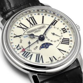 שעון לגבר יוקרתי פרדריק קונסטנט FREDERIQUE CONSTANT FC-270M4P6 כסוף לוח לבן רצועה שחורה