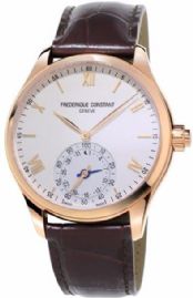 שעון לגבר יוקרתי פרדריק קונסטנט FREDERIQUE CONSTANT FC-285V5B4 מוזהב לוח לבן רצועה חומה
