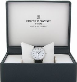 שעון לגבר יוקרתי פרדריק קונסטנט FREDERIQUE CONSTANT FC-245M5S6 כסוף לוח לבן רצועה שחורה