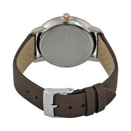 שעון לאישה יוקרתי פרדריק קונסטנט FREDERIQUE CONSTANT FC-220M4SD32 כסוף מוזהב משובץ יהלומים לוח לבן רצועה חומה