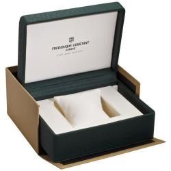 שעון לאישה יוקרתי פרדריק קונסטנט FREDERIQUE CONSTANT FC-235MC25 מוזהב מלבני לוח לבן רצועה חומה