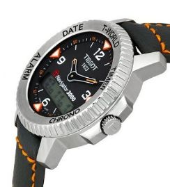 שעון לגבר טיסו TISSOT NAVIGATOR T96147832 לוח שחור אנלוגי דיגיטלי רצועה אפורה