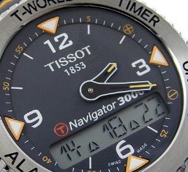 שעון לגבר טיסו TISSOT NAVIGATOR T96147832 לוח שחור אנלוגי דיגיטלי רצועה אפורה