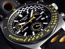 שעון לגבר טיסו TISSOT T91142851 לוח שחור צהוב רצועה שחורה צהובה