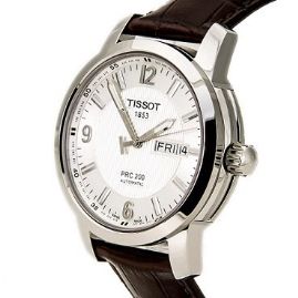 שעון לגבר טיסו TISSOT T0144301603700 לוח לבן רצועה חומה