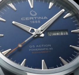 שעון לגבר סרטינה CERTINA C032.430.16.041.00 כסוף לוח כחול רצועה חומה