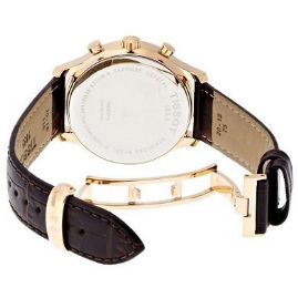 שעון לגבר טיסו - TISSOT T0636173603700 מוזהב לוח לבן רצועה חומה