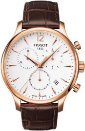 שעון לגבר טיסו - TISSOT T0636173603700 מוזהב לוח לבן רצועה חומה