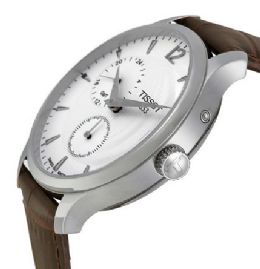 שעון לגבר טיסו TISSOT 0636391603700 כסוף לוח לבן רצועה חומה