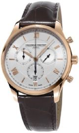 שעון לגבר יוקרתי פרדריק קונסטנט FREDERIQUE CONSTANT FC-292MV5B4 מוזהב לוח לבן רצועה חומה