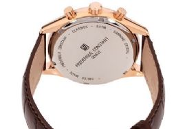 שעון לגבר יוקרתי פרדריק קונסטנט FREDERIQUE CONSTANT FC-292MV5B4 מוזהב לוח לבן רצועה חומה